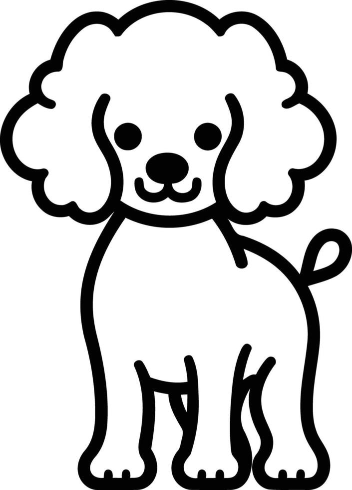 Cute, simple line art illustration of a poodle dog, perfect for pet related designs, websites, and social media vector