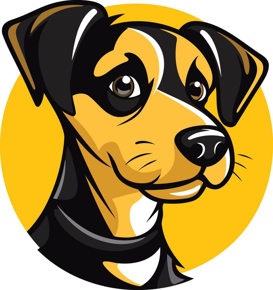 Cute cartoon jack russell terrier with black and tan markings, looking straight ahead with a friendly expression vector