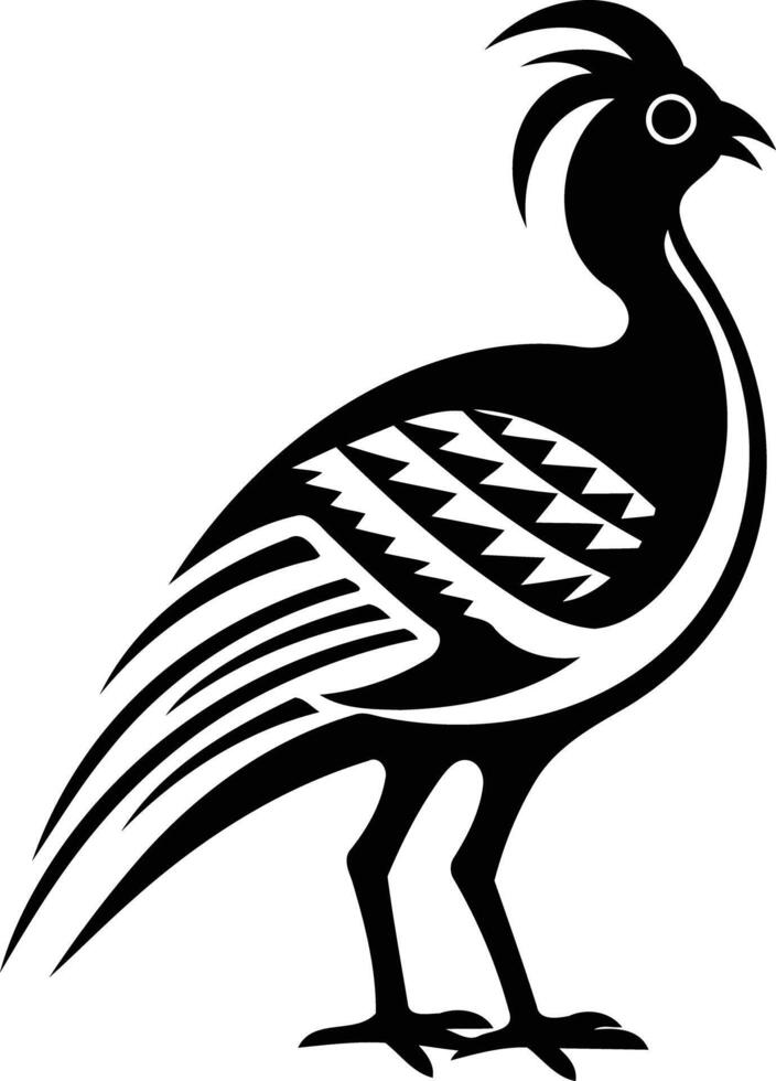 Stylized black and white silhouette of a bird, perfect for tattoos, logos, or design projects vector