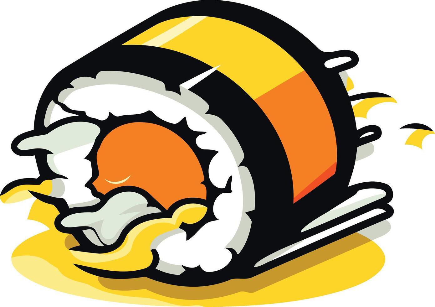 Funny cartoon sushi roll with a smiling face, perfect for restaurant menus, social media, or food related designs vector