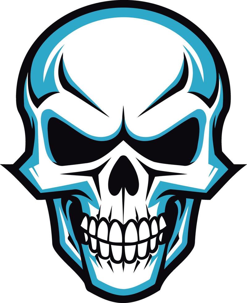 A fierce and stylized skull illustration with a blue outline, perfect for adding a rebellious and edgy touch to your designs vector
