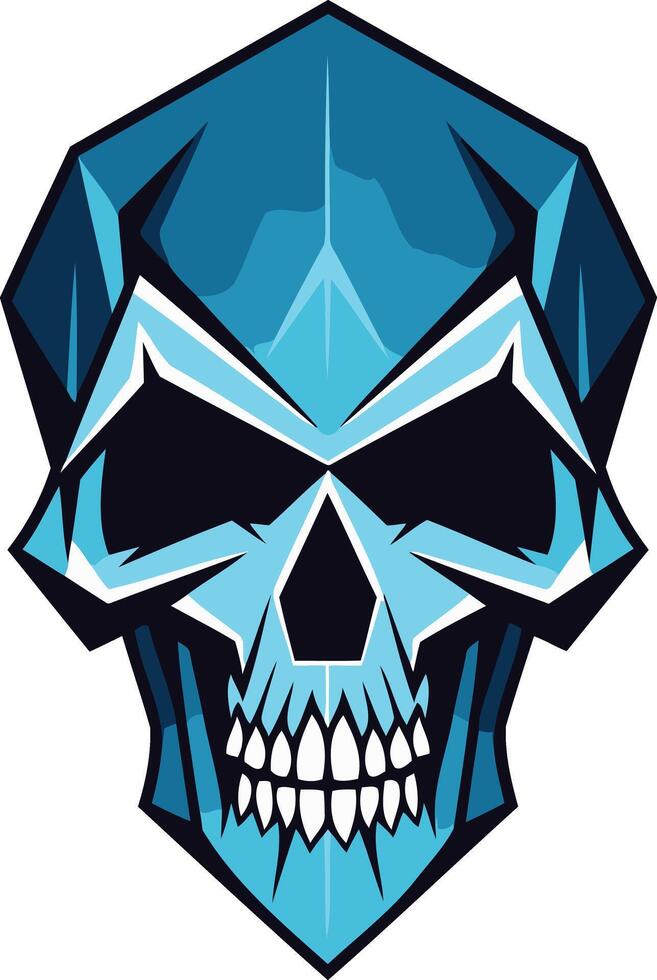 Cool, geometric skull design in blue and black vector