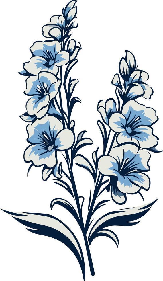 Elegant blue floral illustration, perfect for wedding invitations, stationery, or branding vector
