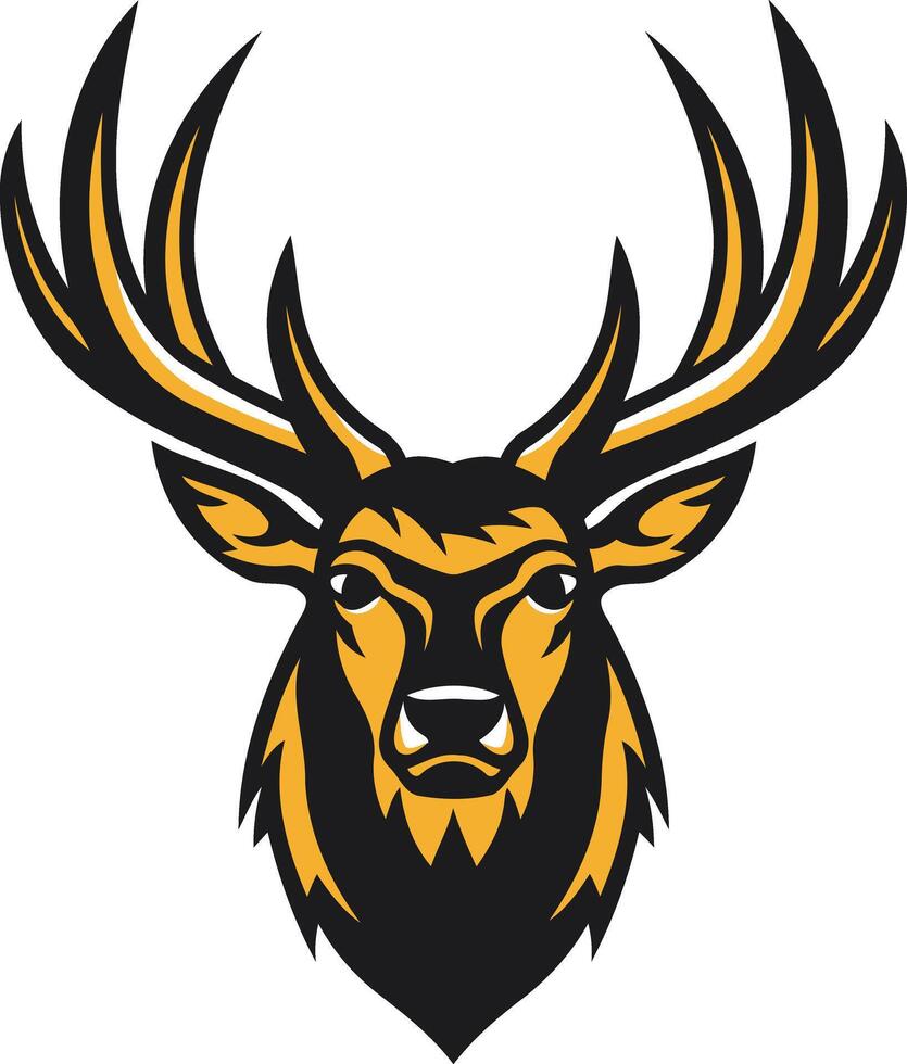Bold and striking stag head logo in black and gold, perfect for branding, sports teams, and more vector