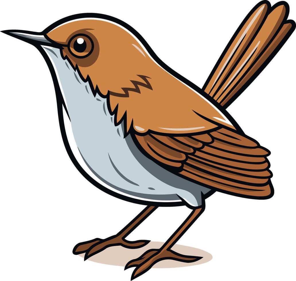 Cartoon Illustration of a Brown and Grey Bird vector