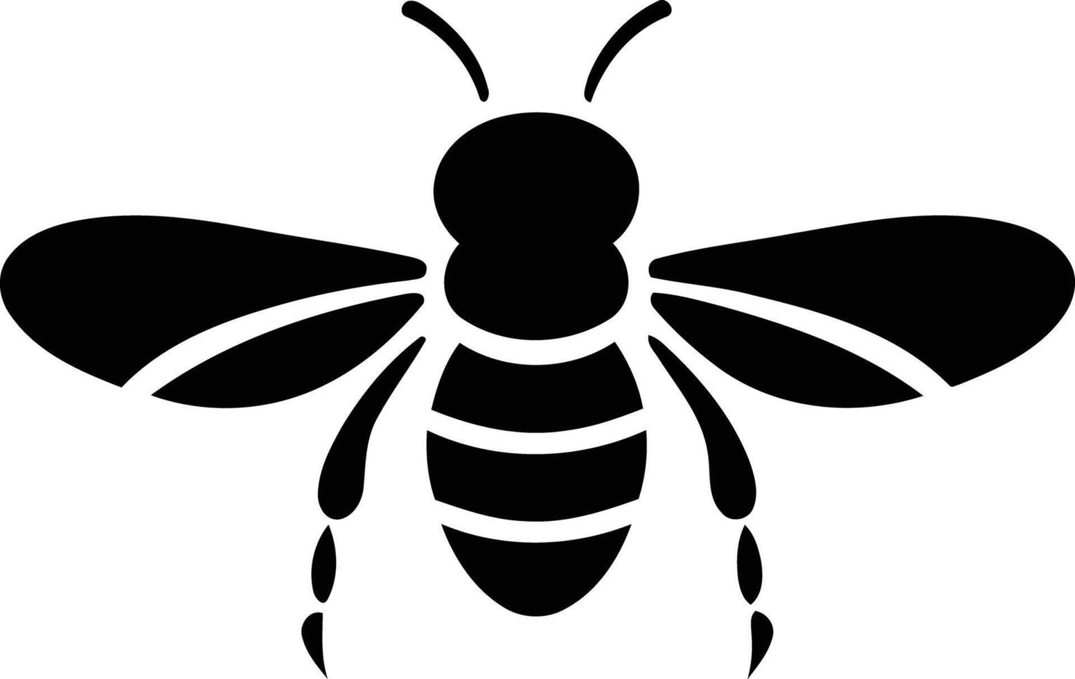 Simple black and white bee silhouette, perfect for branding, logos, and designs vector