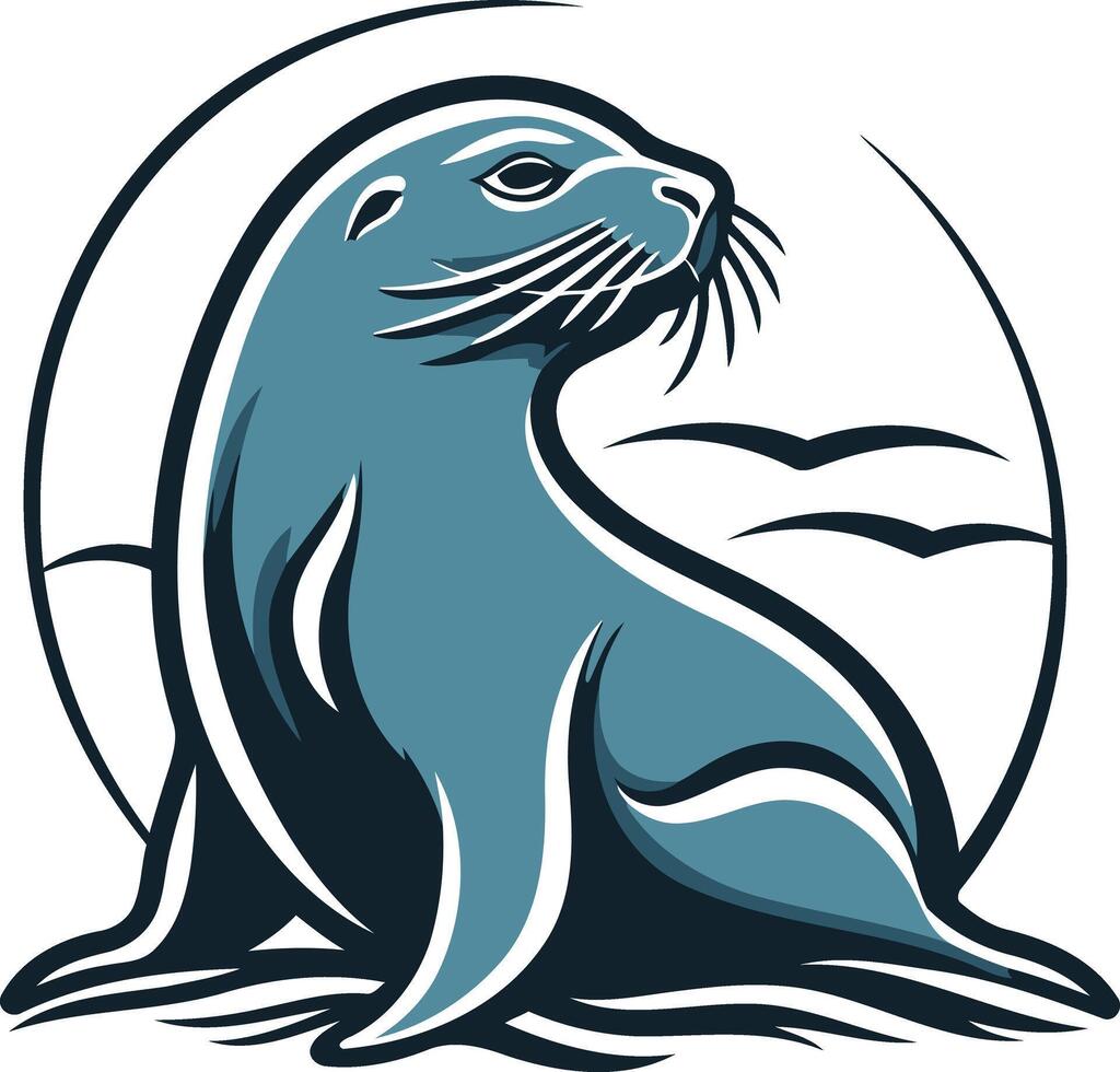 Seal in a Circular Frame vector