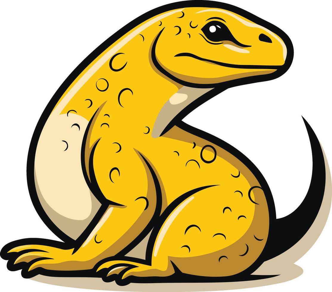 A friendly cartoon lizard with yellow scales and a big smile vector