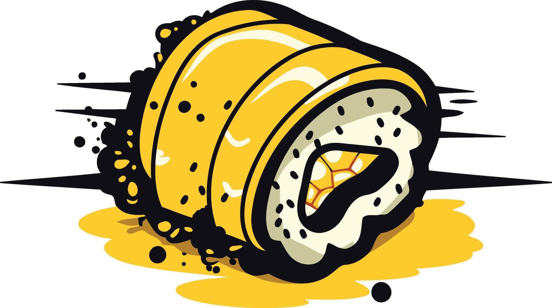 A cartoon illustration of a delicious looking sushi roll vector