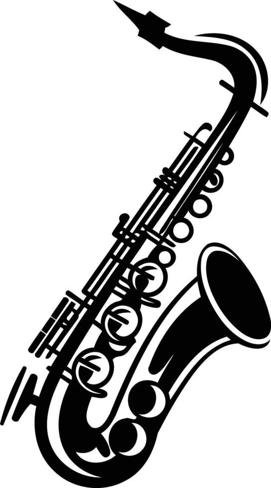 A simple, bold silhouette of a saxophone vector