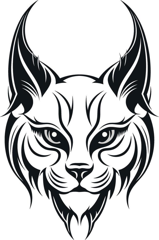 Stylized Lynx Portrait with Tribal Features vector