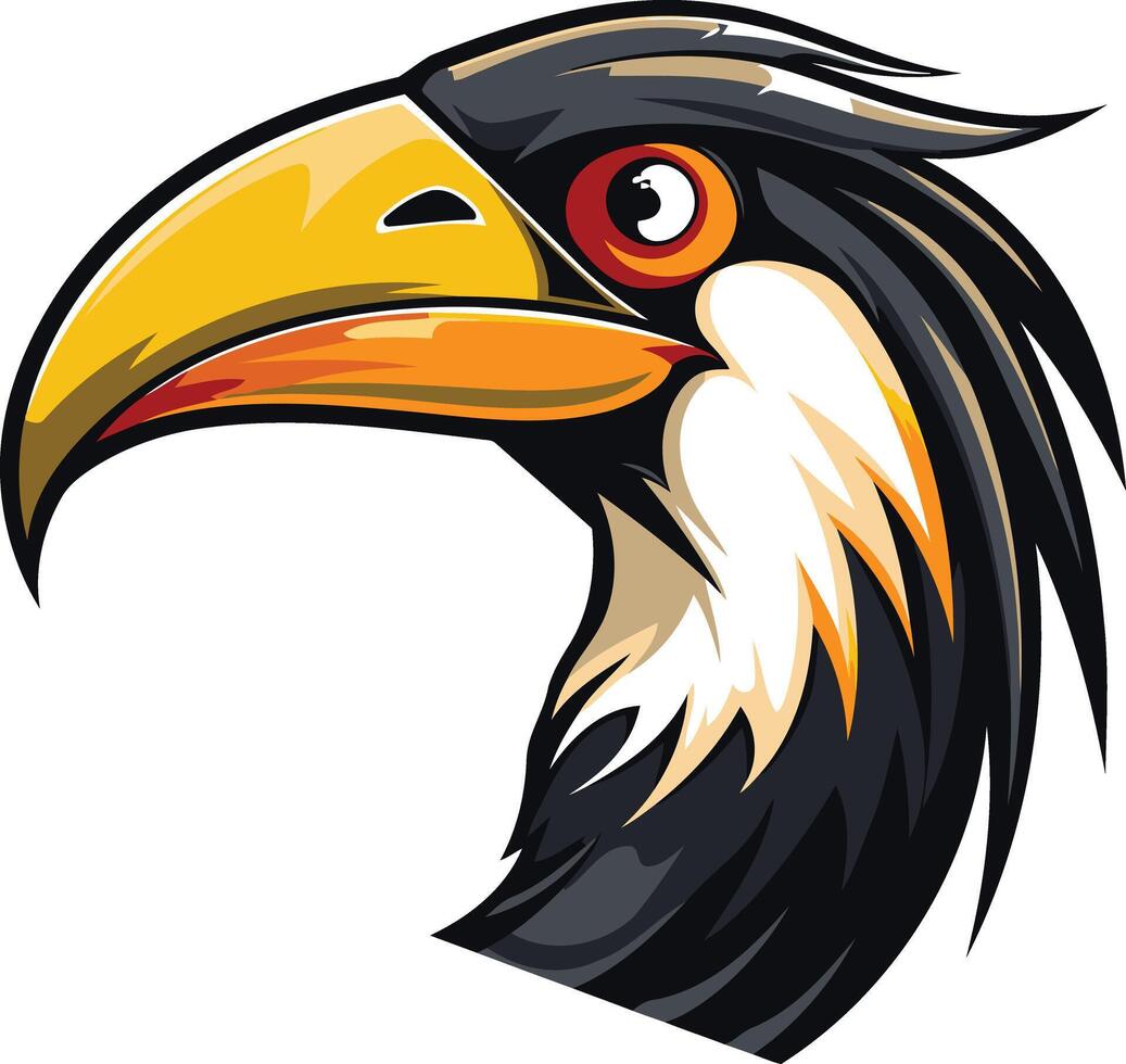 A bold and vibrant illustration of a toucan's head, perfect for branding, logos, and designs that need a touch of tropical flair vector