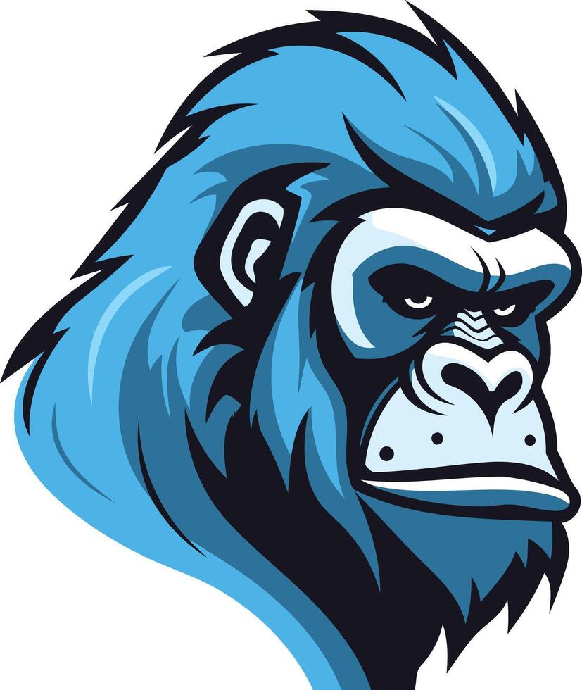 Powerful blue gorilla head mascot logo design, perfect for sports teams, gaming brands, or any company seeking a strong and confident image vector