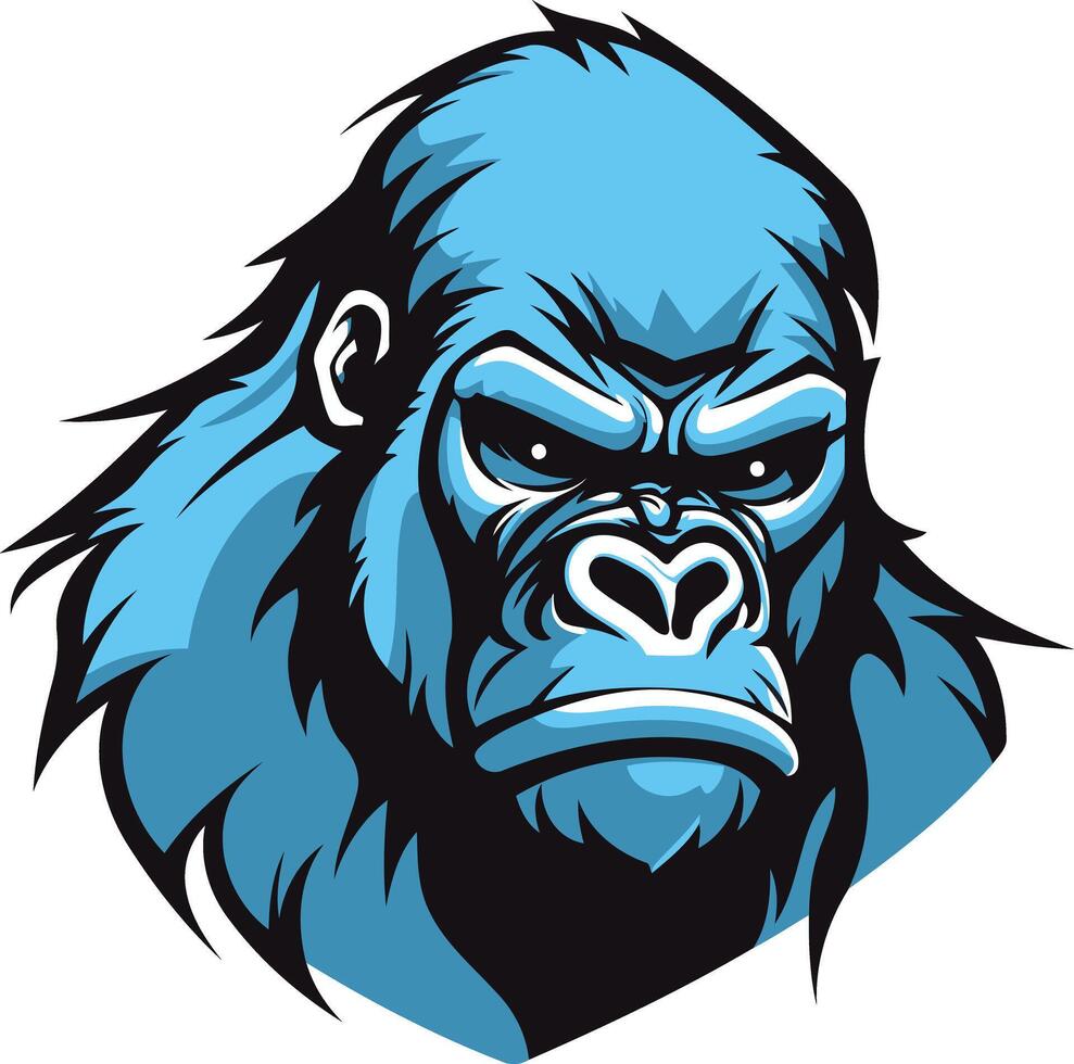 A fierce blue gorilla head, perfect for mascot logos, sports teams, or branding projects vector