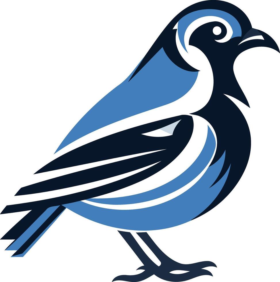 A stylized blue bird with a bold design, perfect for logo, branding, or mascot use vector