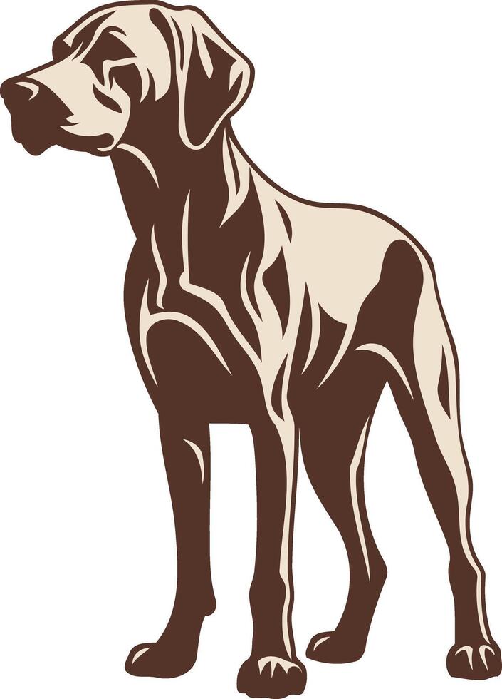 A stylish silhouette of a german shorthaired pointer dog, perfect for use in hunting, pet, or animal related designs vector