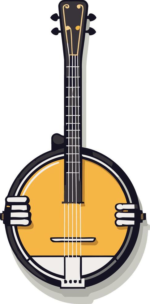 A simple, cartoon style illustration of a banjo, perfect for use in music related designs, websites, and social media vector