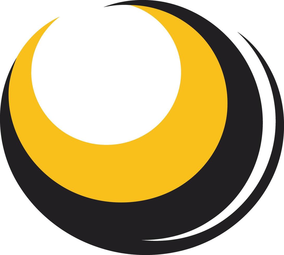 Abstract logo design featuring a stylized crescent moon in black and yellow vector