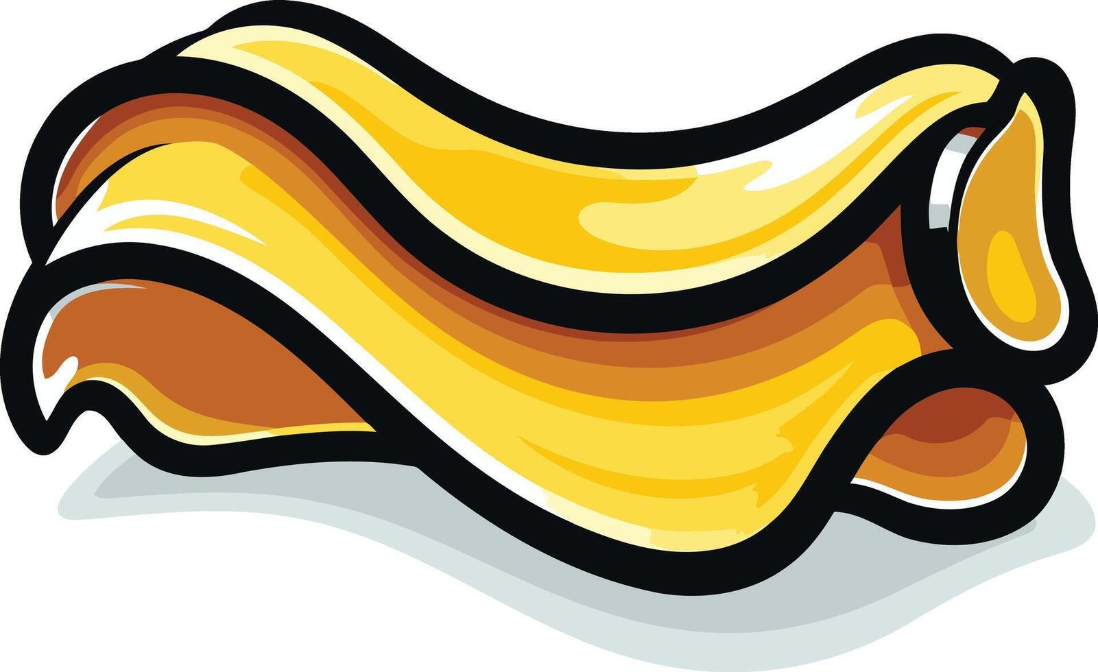 Cartoon illustration of a single, wavy piece of pasta, isolated on a white background vector