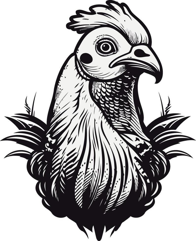 Detailed Illustration of a Rooster's Head vector