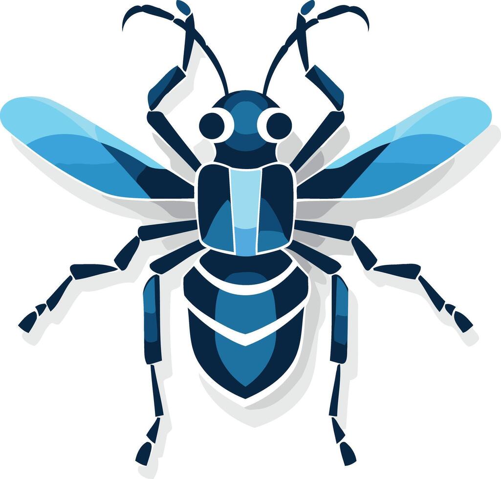 A stylized blue insect with large wings, perfect for logos, branding, and illustrations vector