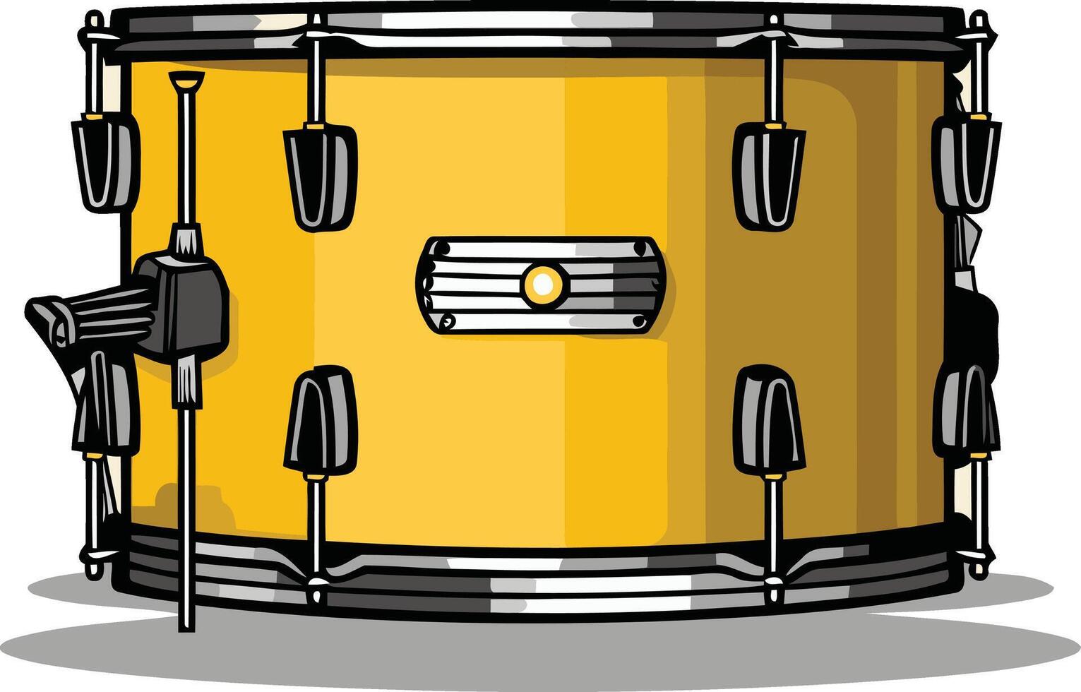 A bright yellow drum with chrome hardware, perfect for a music website, poster, or album cover vector