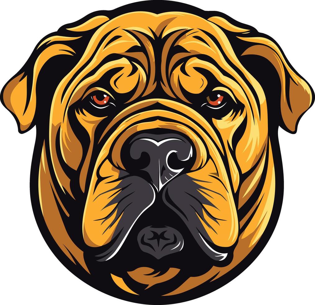 A fierce and determined bulldog head with a strong, muscular build vector
