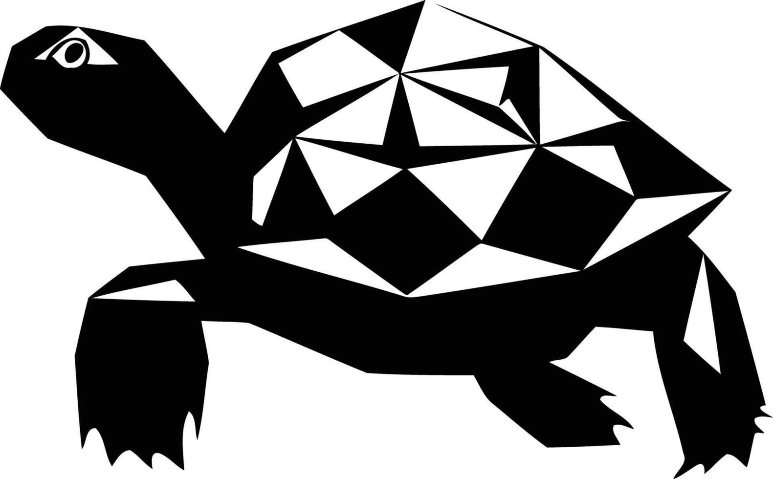 Geometric black and white silhouette of a turtle vector