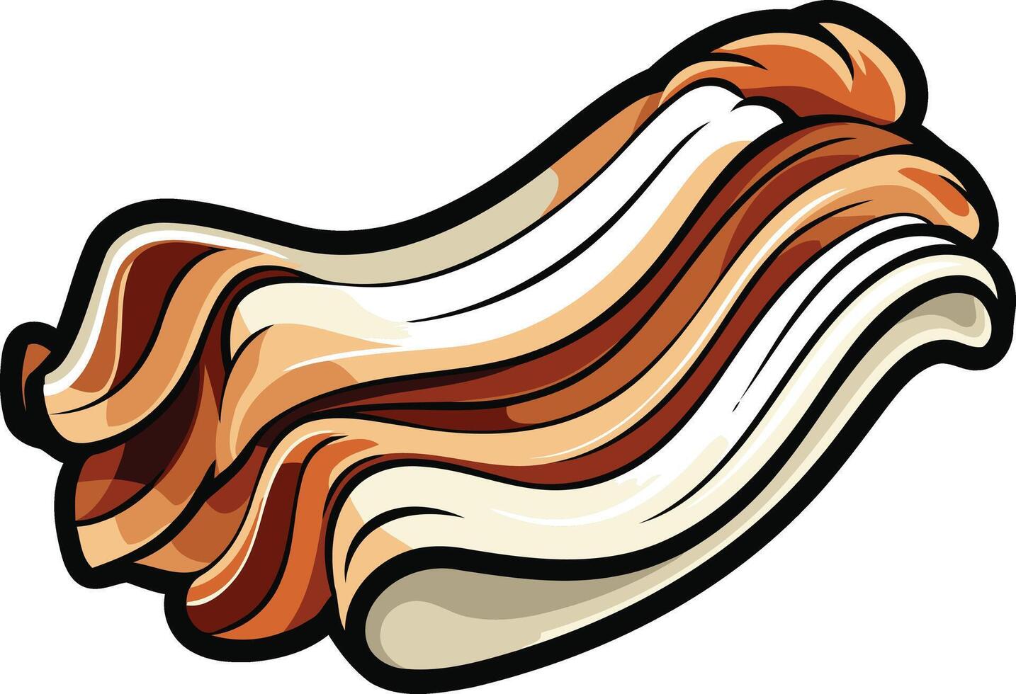 A cartoon illustration of crispy bacon, perfect for food blogs, restaurant menus, or social media posts vector