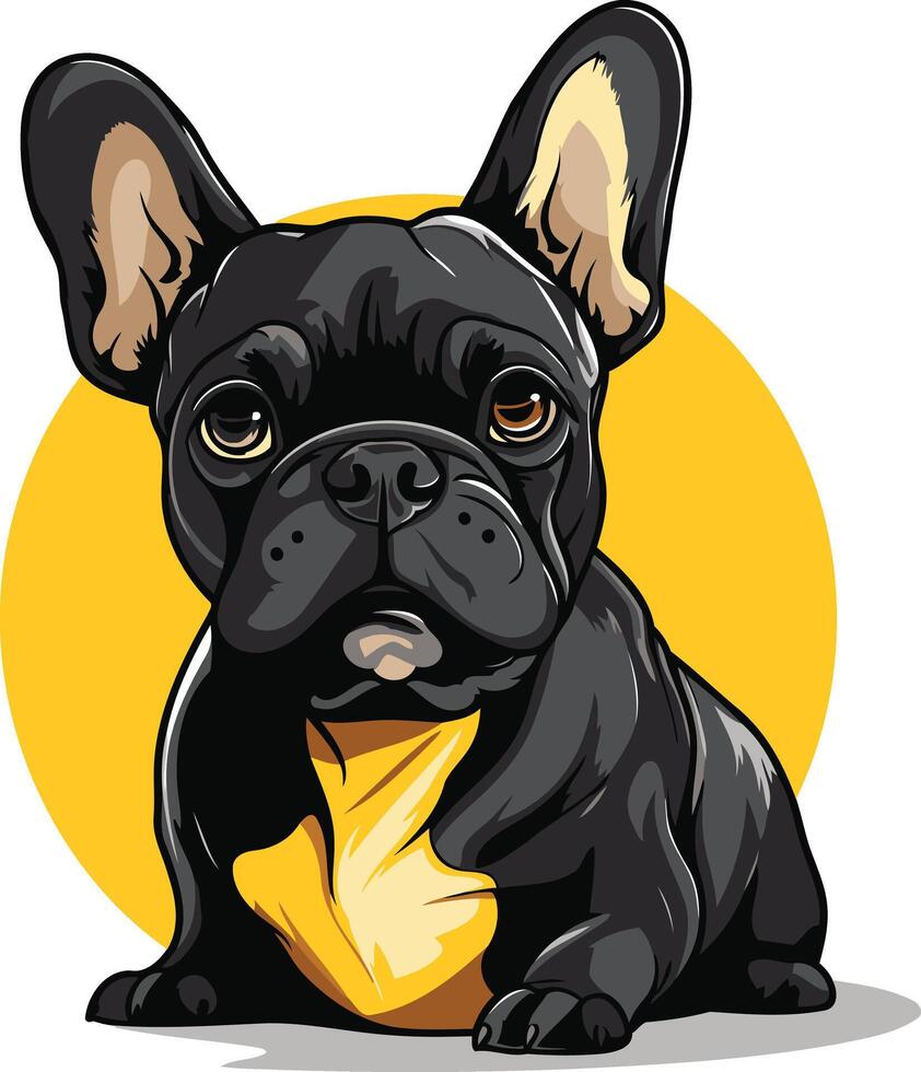 Cute black french bulldog with big ears and a playful expression, perfect for pet lovers and animal themed designs vector