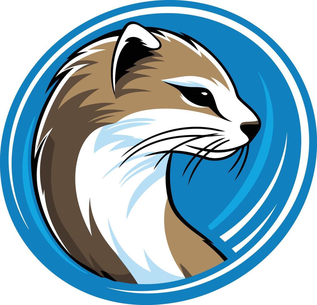 A sleek and stylized illustration of a weasel's head, perfect for branding a business or organization related to nature, wildlife, or animal conservation vector