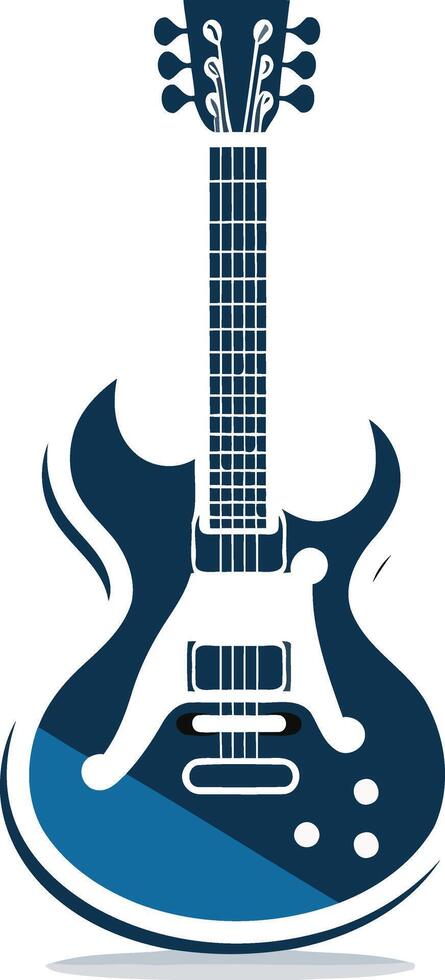 A simple yet striking silhouette of an electric guitar in blue, perfect for music related designs vector