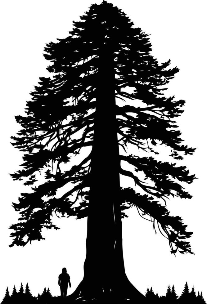 A striking silhouette of a towering tree, showcasing its grandeur and strength vector