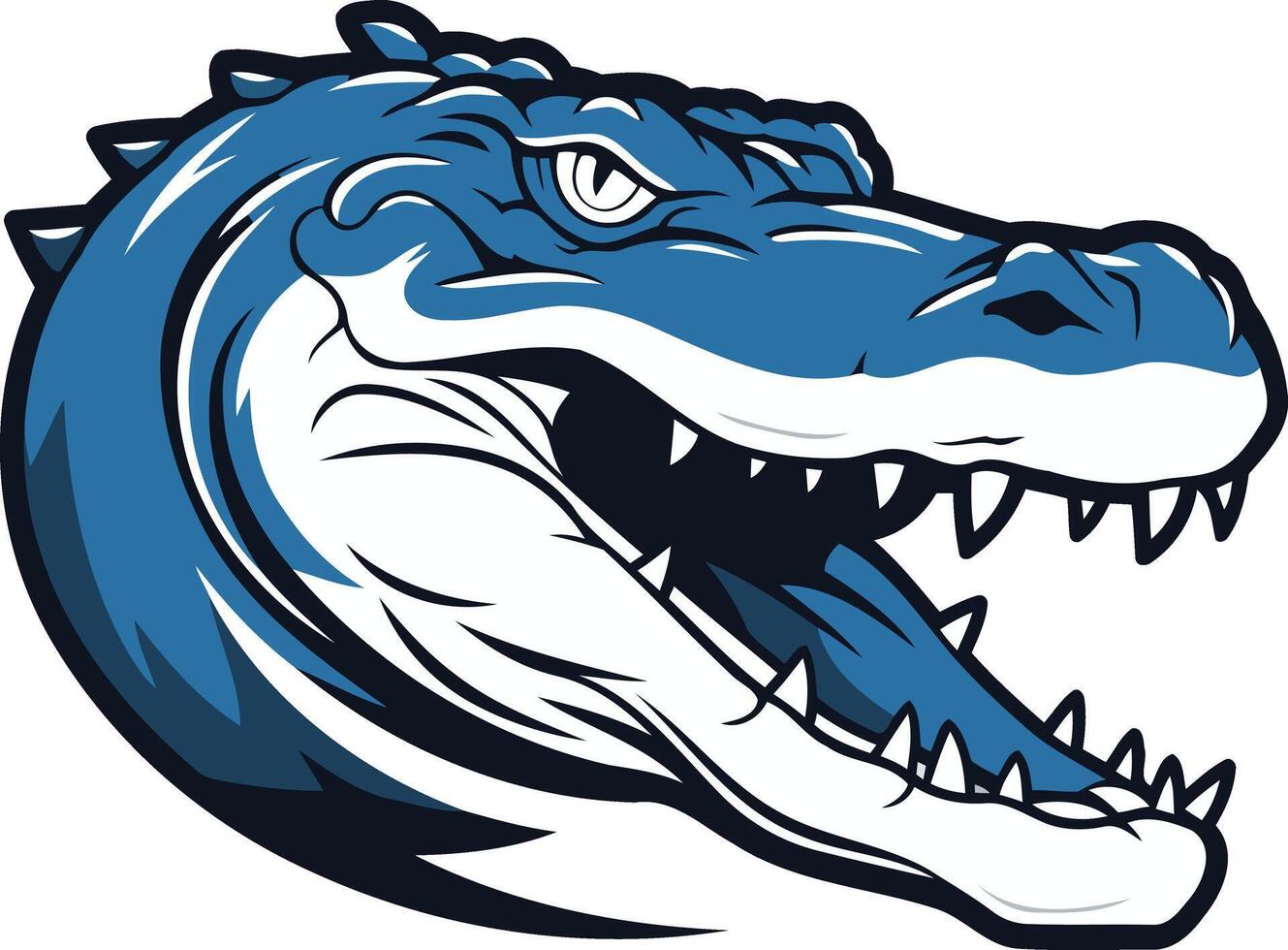 A fierce and powerful alligator head illustration, perfect for logos, mascot designs, or any project needing a strong, reptilian symbol vector