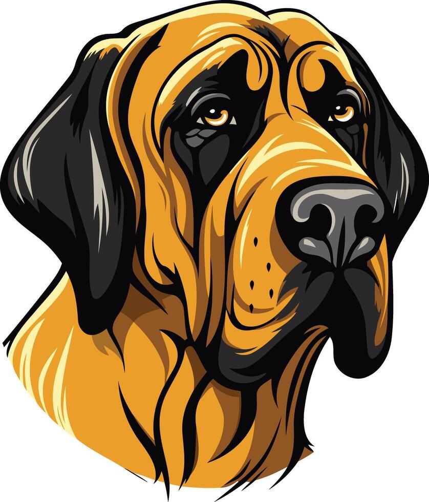 A detailed illustration of a large, fierce looking dog, with a powerful jawline and intense gaze vector