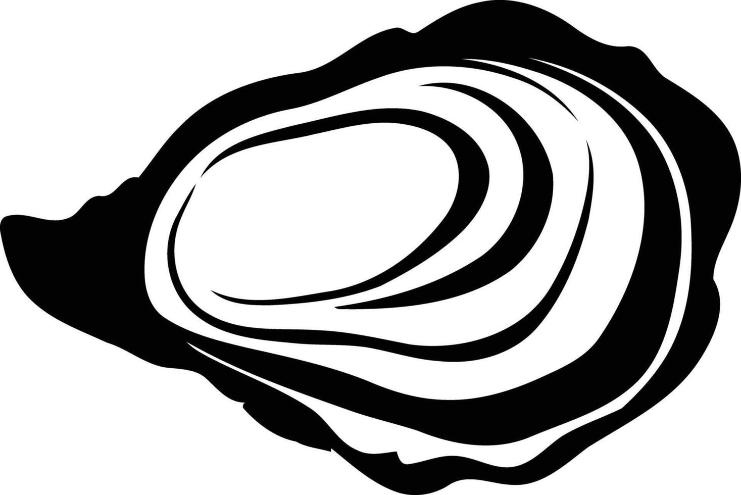 Simple, black and white illustration of an oyster shell vector