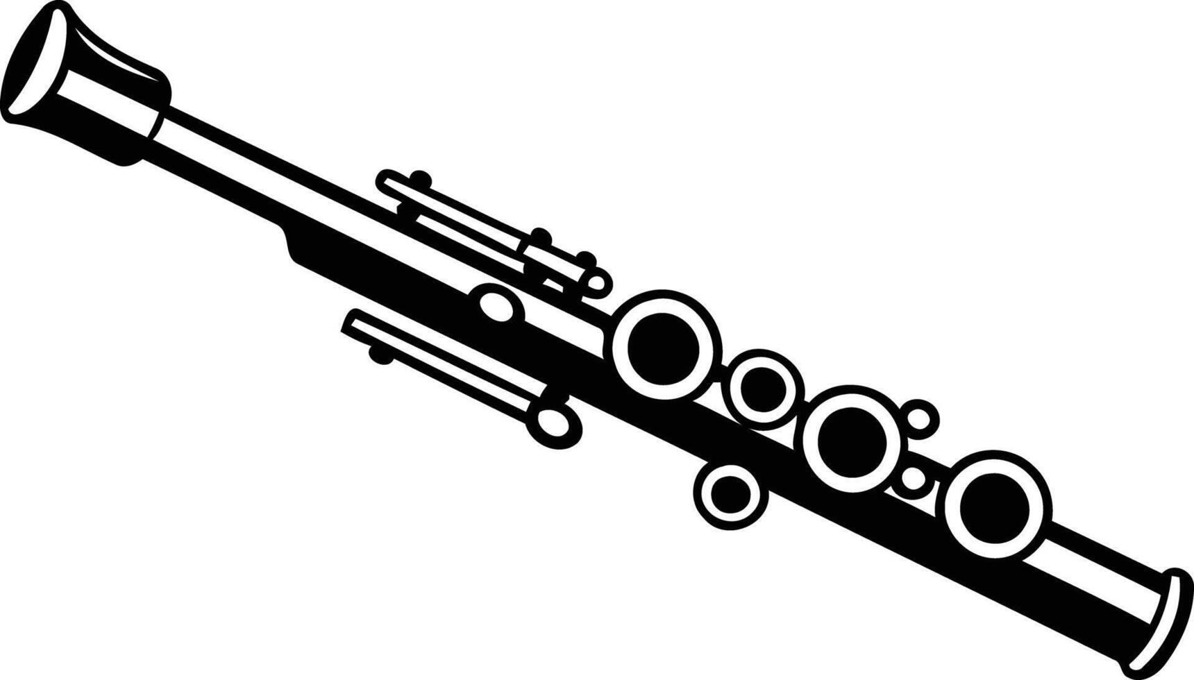 Simple black and white illustration of a flute vector