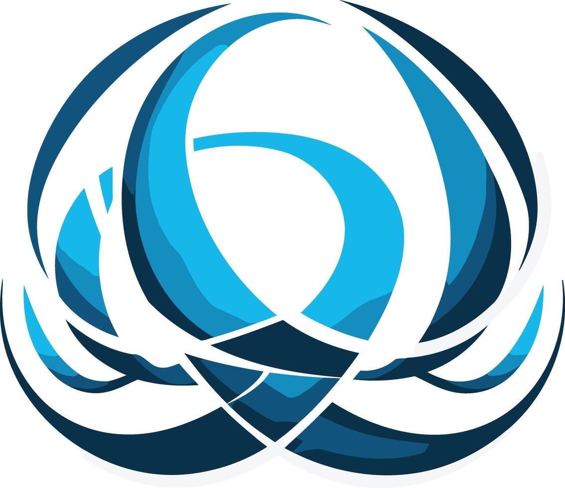 Abstract blue and white logo design featuring stylized waves vector