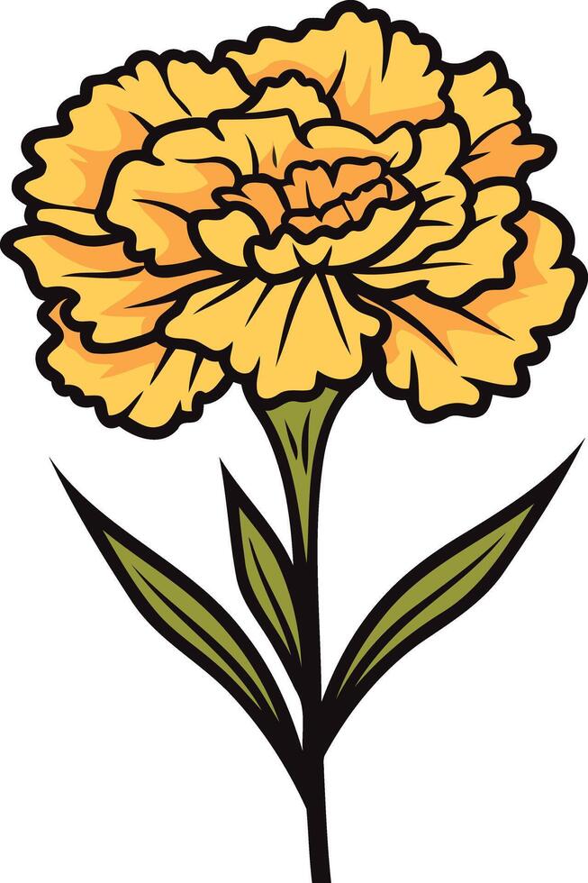 A simple, charming illustration of a yellow carnation, perfect for adding a touch of nature to your designs vector