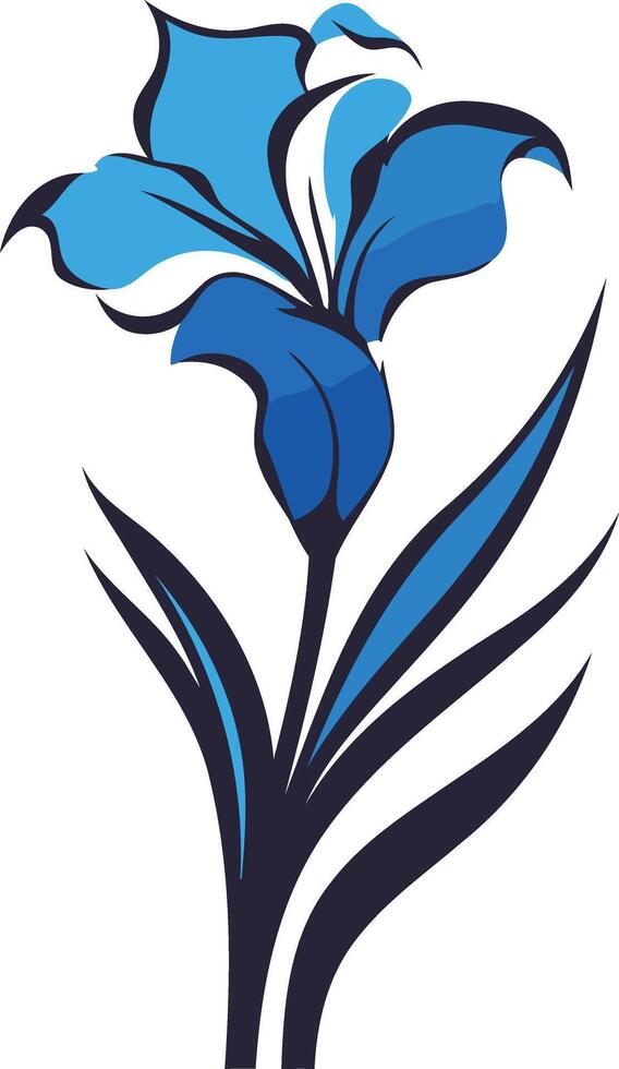 Simple, elegant blue flower illustration perfect for logos, branding, or web design vector