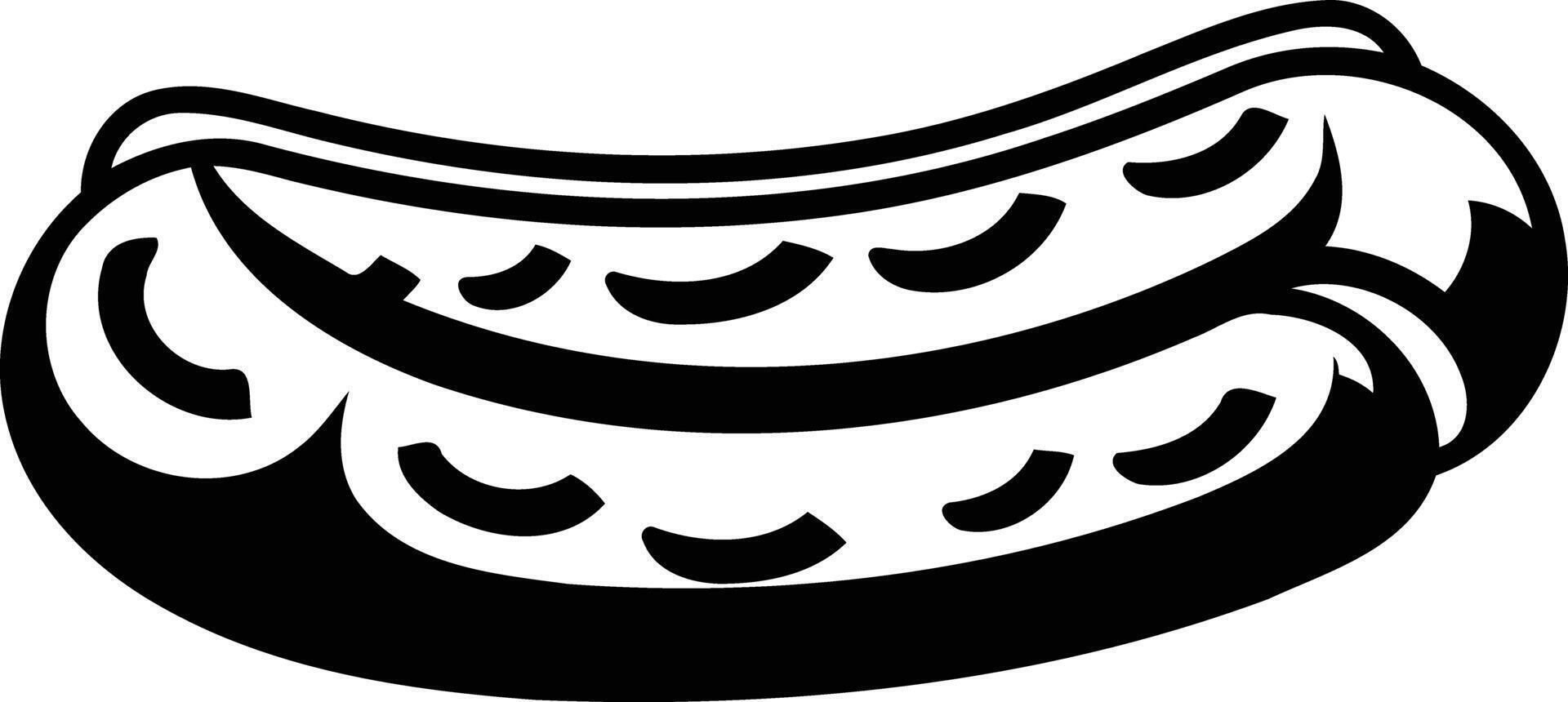 Classic hot dog icon in black and white vector