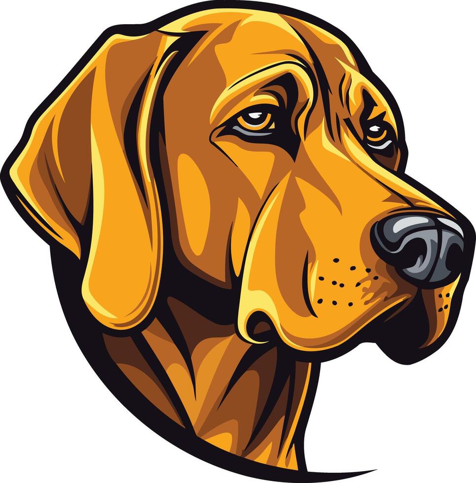 This element illustration depicts the head of a brown and tan hunting dog, possibly a weimaraner or a vizsla vector