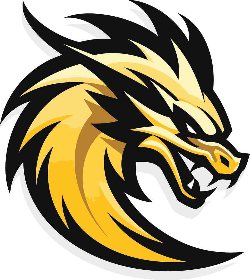 Fierce and powerful golden dragon head logo design, perfect for gaming, esports, and sports teams vector