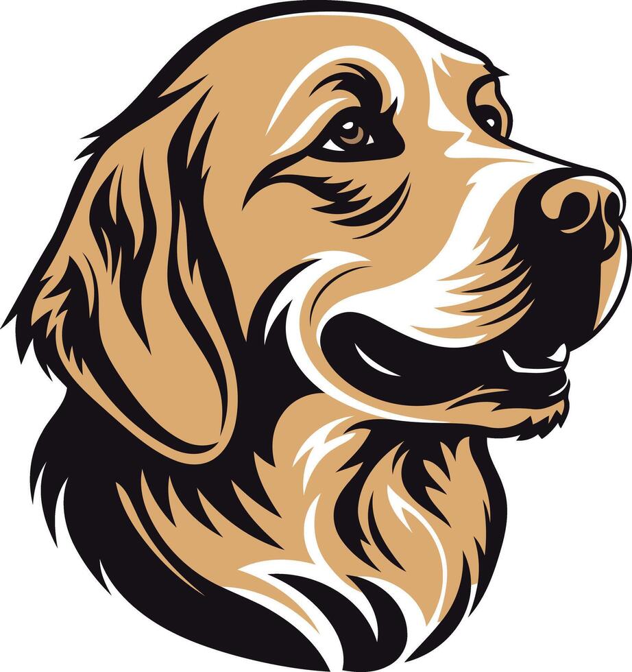 A bold, stylized illustration of a golden retriever's head, perfect for pet related designs, logos, or branding vector