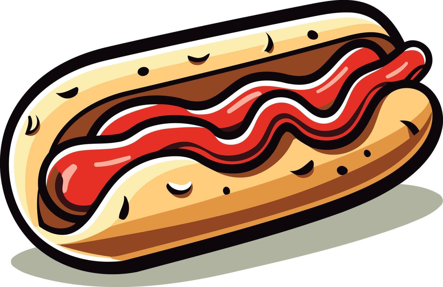 Cartoon Hot Dog with Ketchup vector