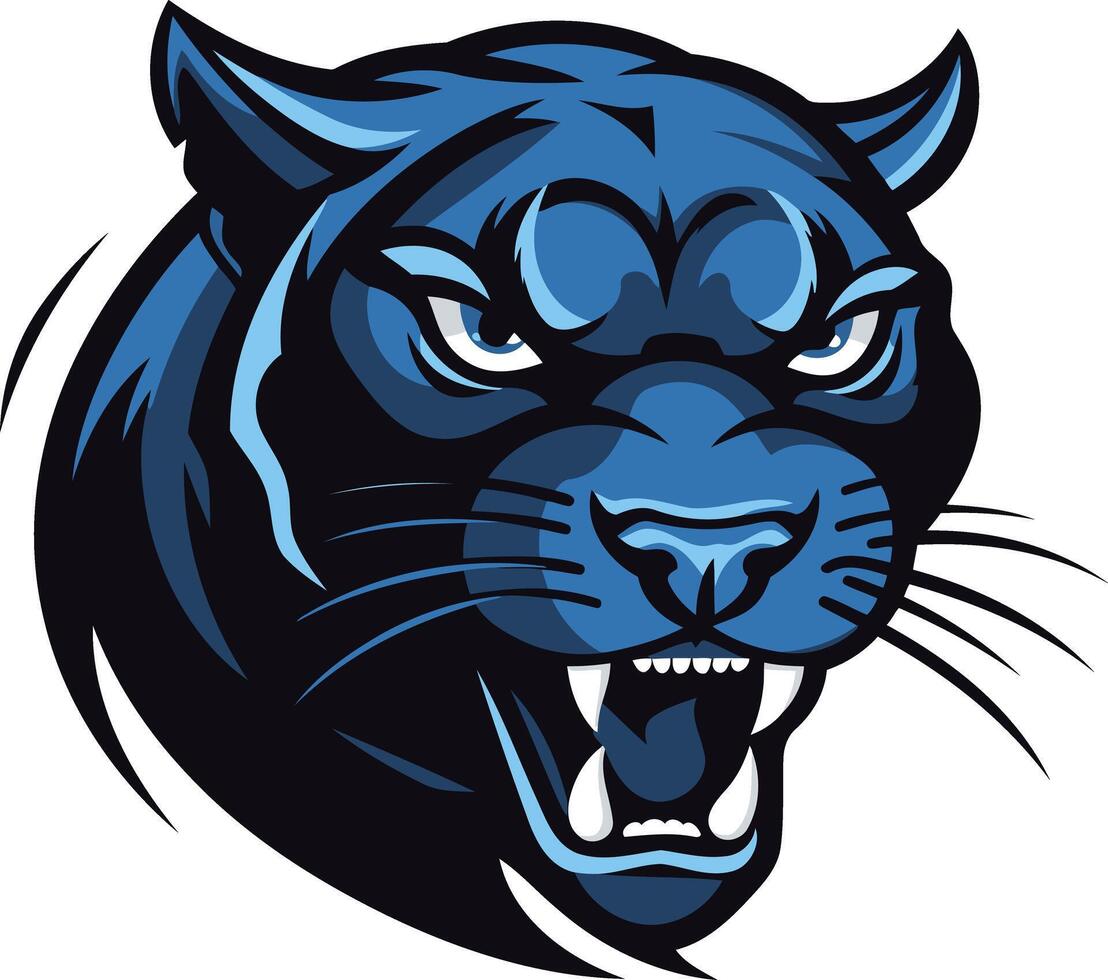 A fierce and powerful black panther head, depicted with sharp teeth and a menacing expression vector