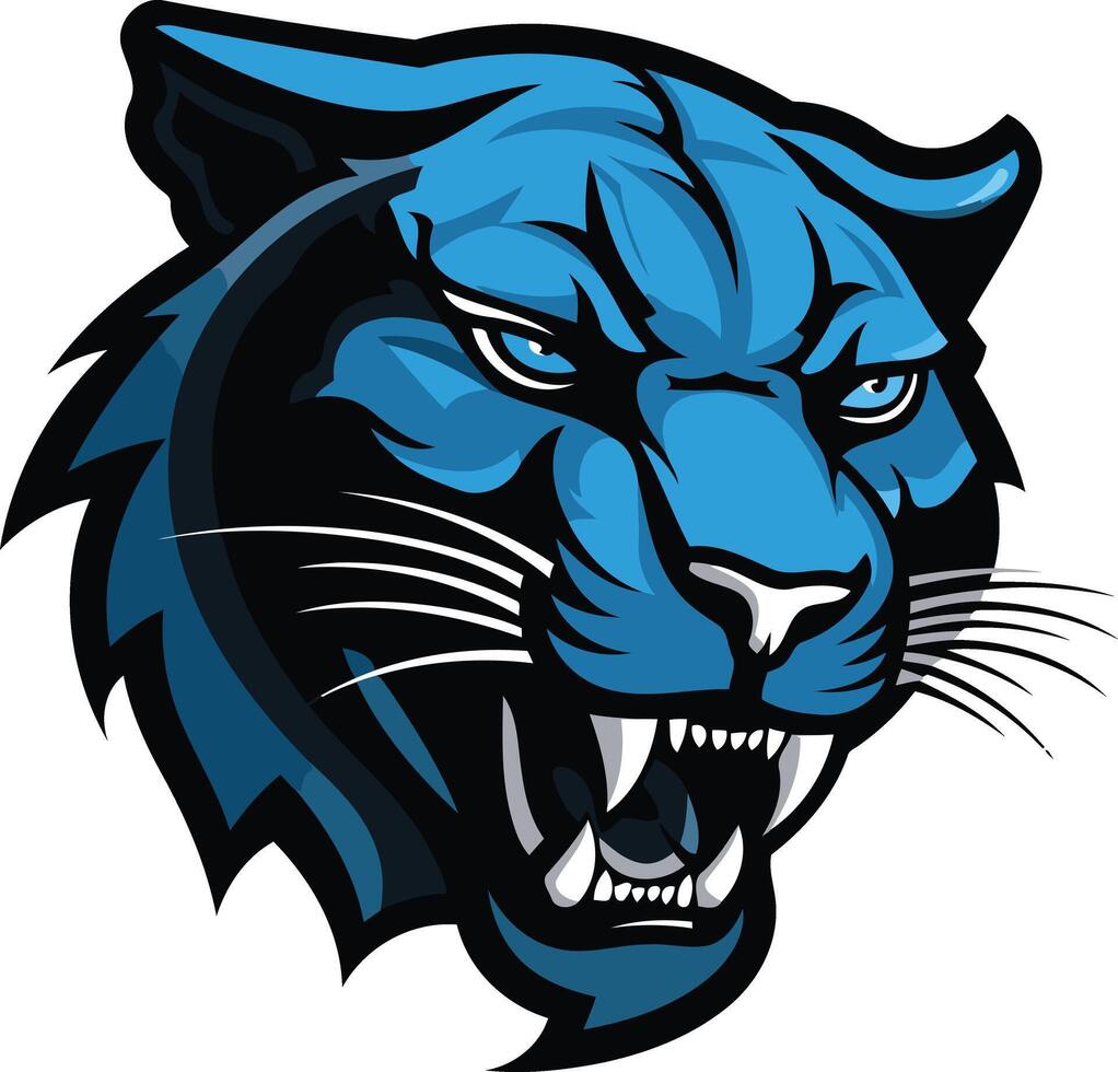 A fierce and powerful blue panther head illustration, perfect for sports teams, mascots, or any design project that requires a strong and bold visual vector