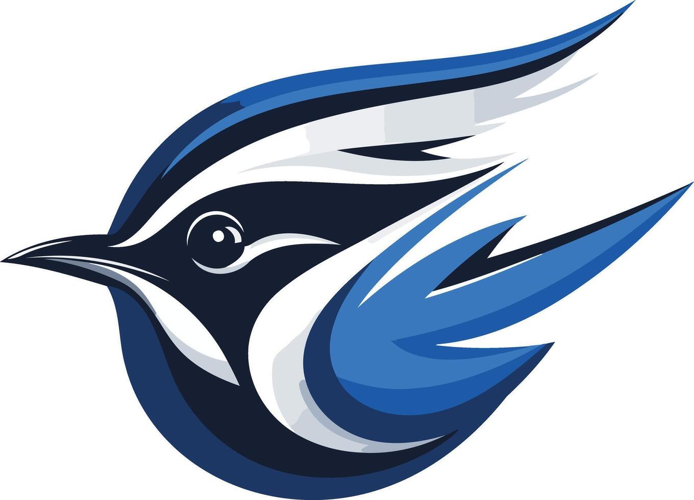 Dynamic blue and black bird logo with a sharp, modern design vector