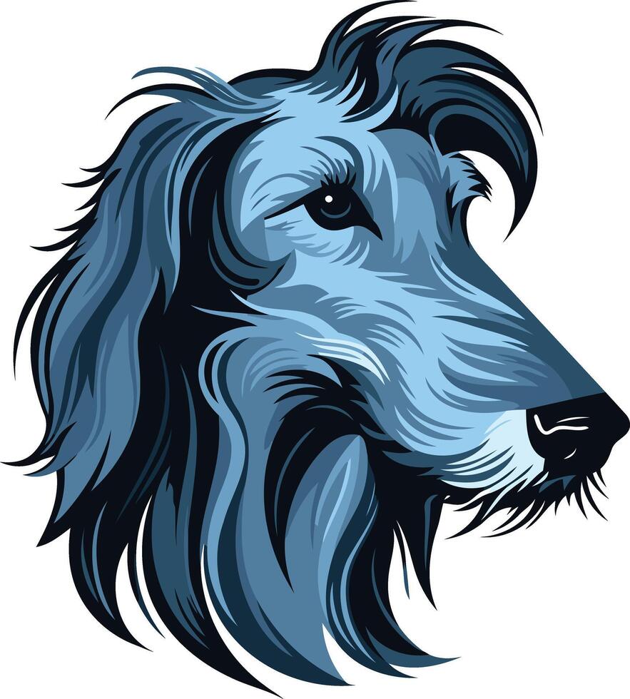 A stylized blue afghan hound profile, perfect for branding, design projects, or dog lover decor vector