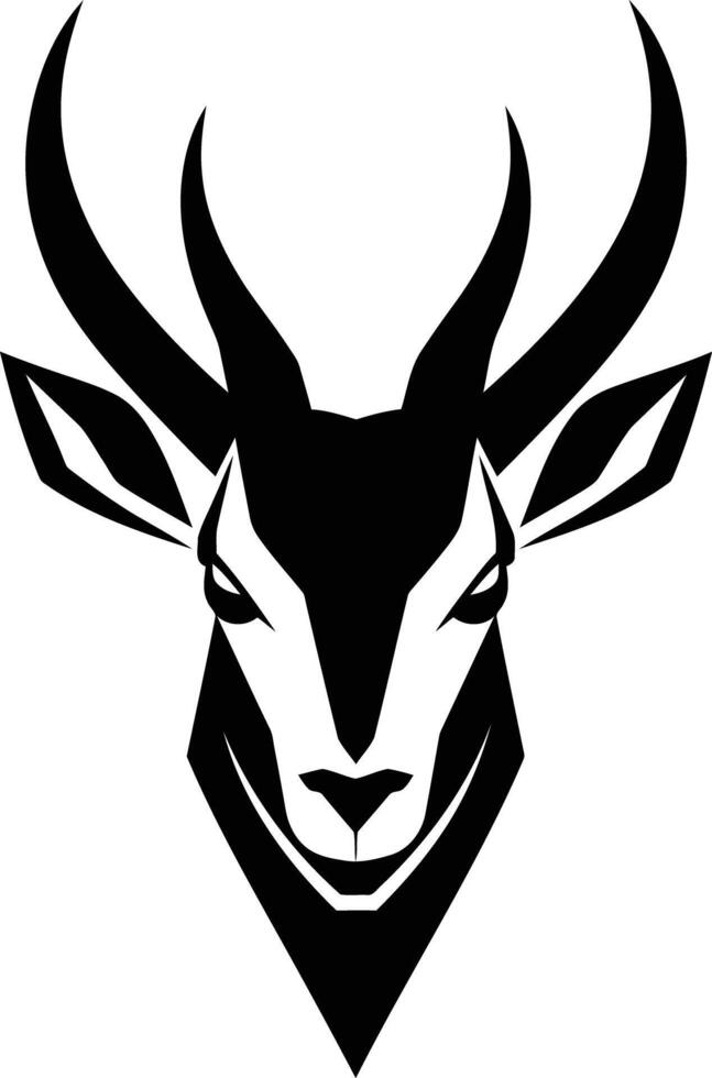 A bold and striking black and white silhouette of an antelope's head, perfect for branding or design projects vector